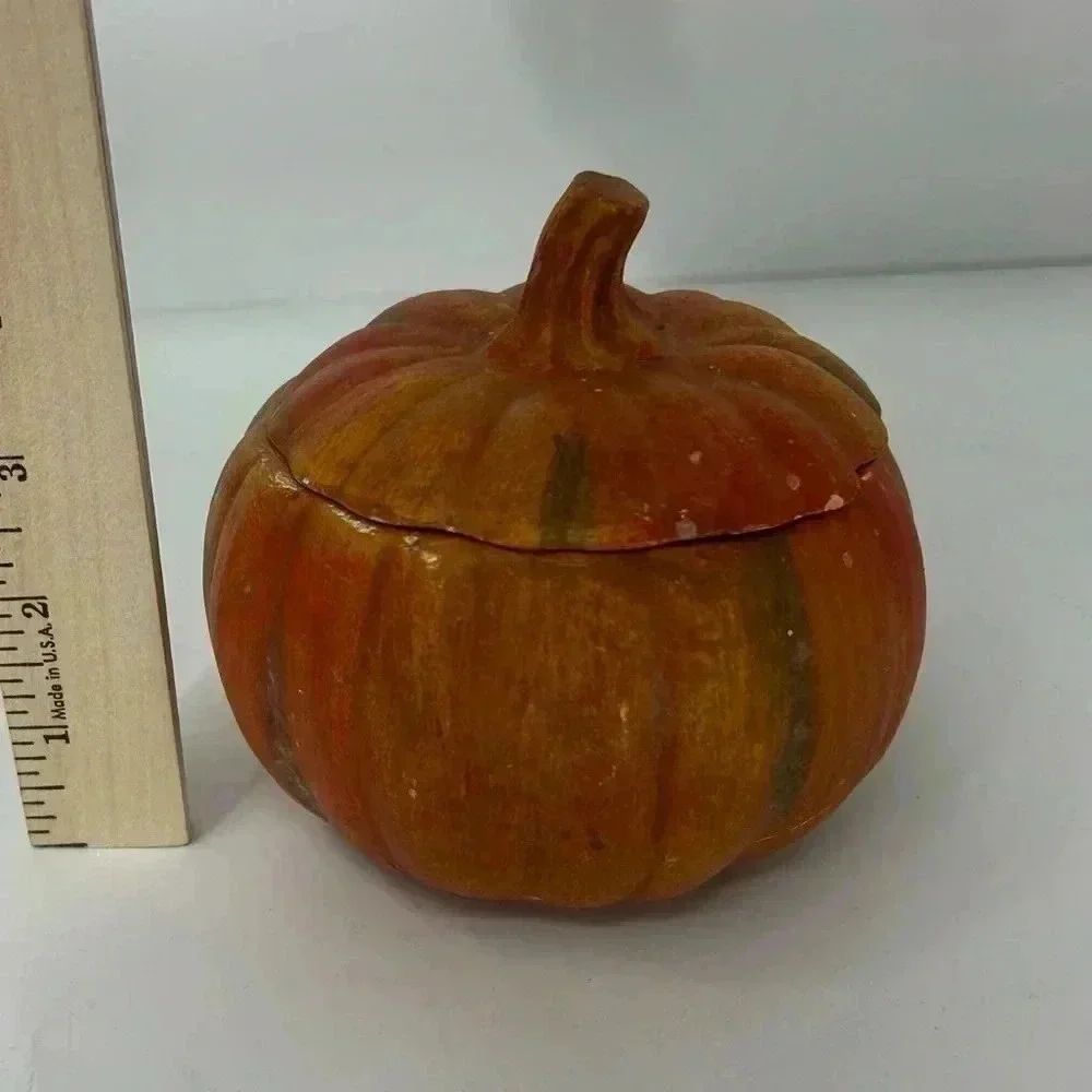 VTG RAGSHOP PUMPKIN SCENTED CANDLE CERAMIC PUMPKIN HALLOWEEN THANKSGIVING DECOR